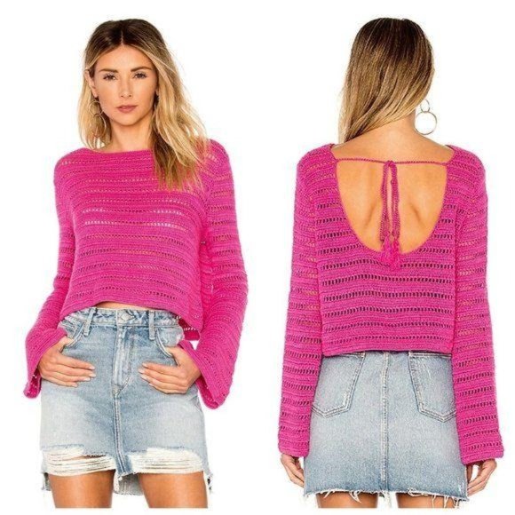Lovers + Friends Sweaters | Lovers Friends Crochet Open Back Tie Sweater | Poshmark